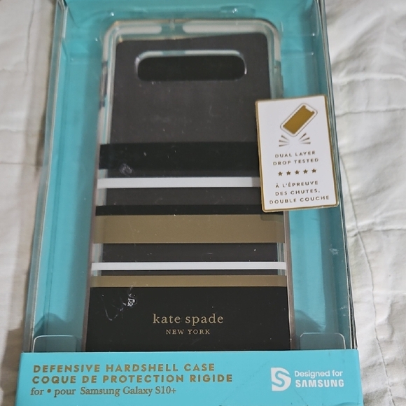 kate spade Other - kate spade Black and Gold Striped Case for Samsung Galaxy S10+